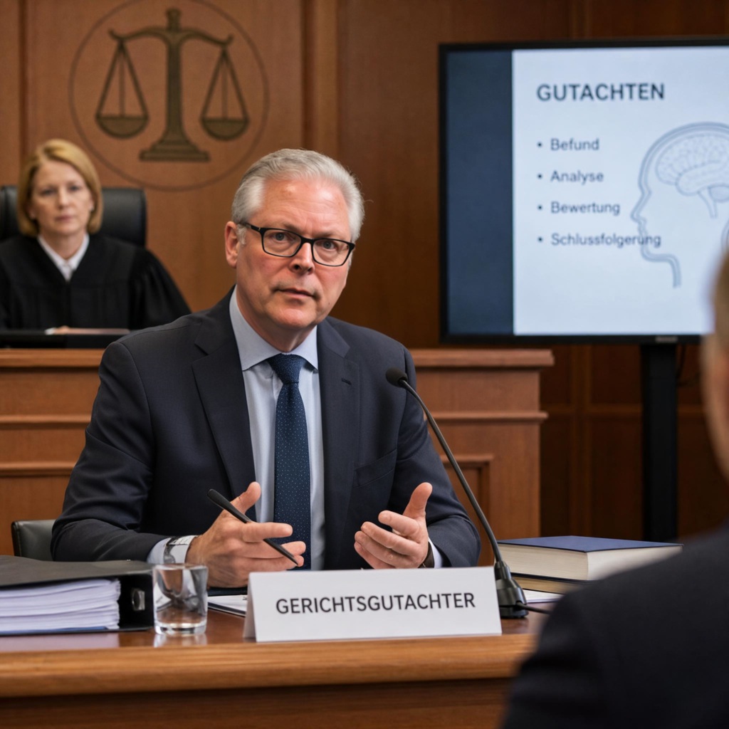 Gerichtsgutachten Unterlagen auf dem Tisch